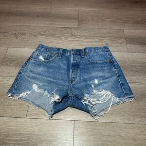 Levi's Distressed Blue Denim Shorts